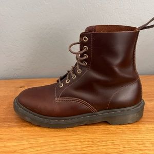 Dr. Martins Pascal espresso brown leather rare brown sole stitch.